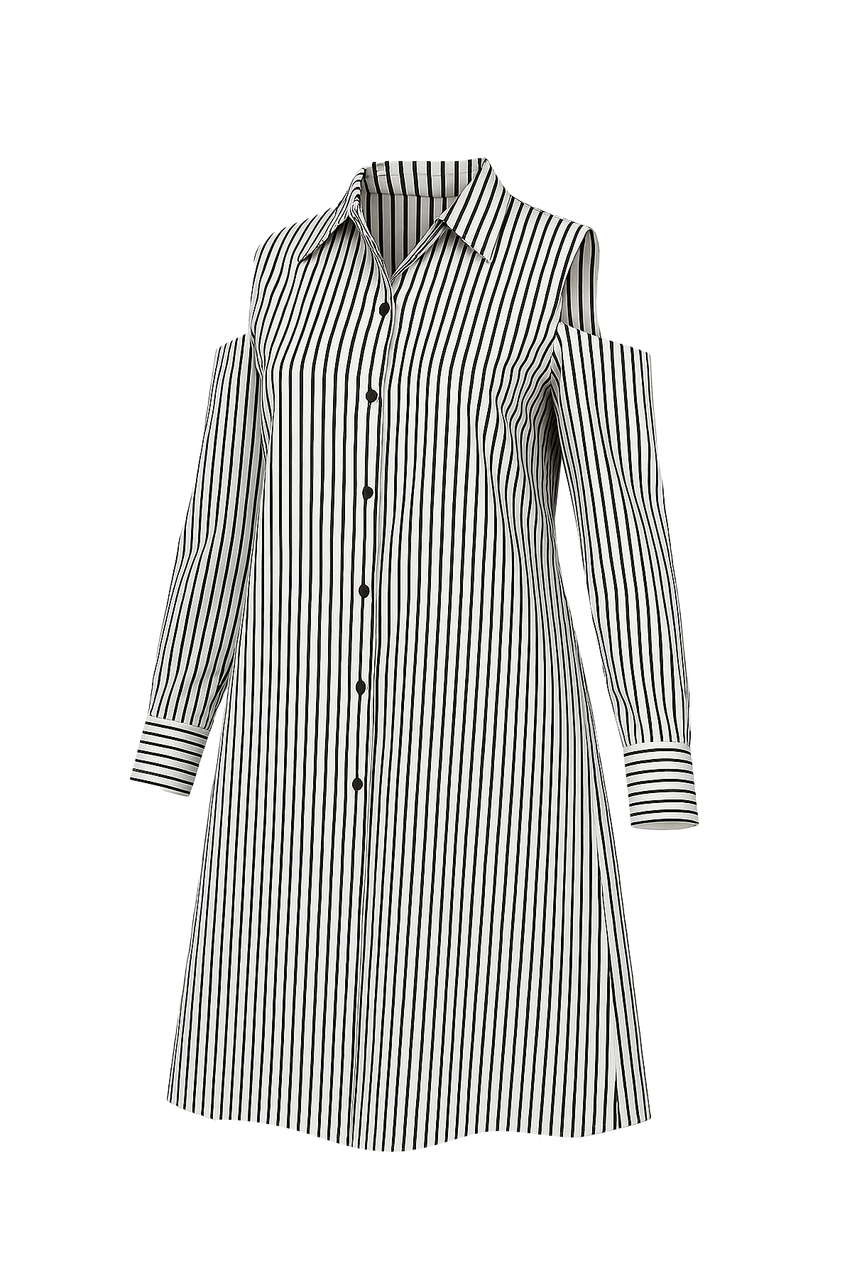 Đầm suông sơ mi, hở vai